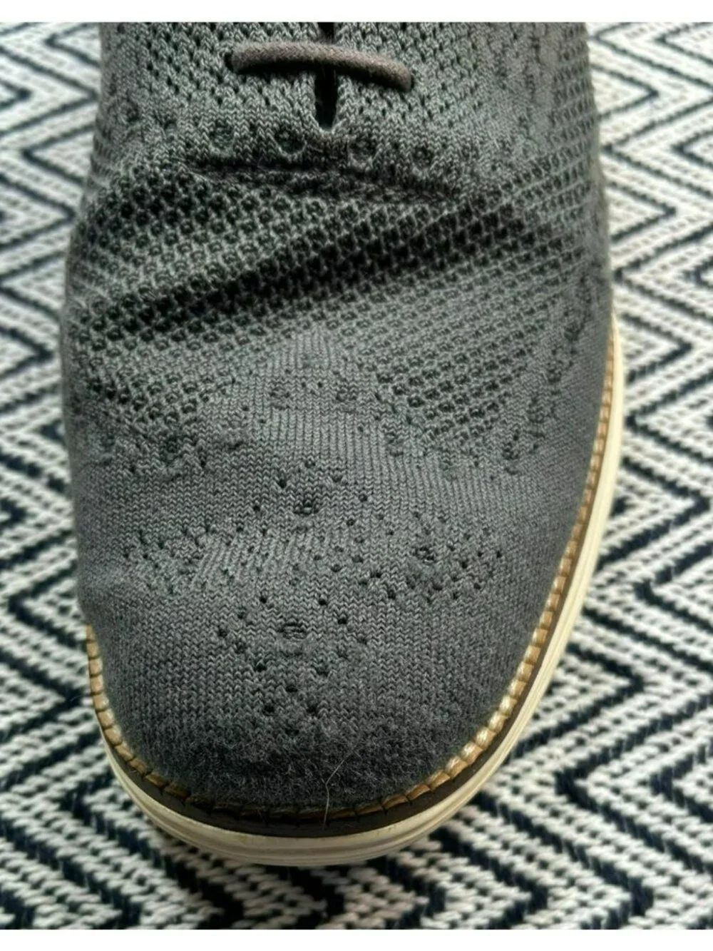 Cole Haan Mens Original Grand Wingtip Oxfords Gray Knit US 11 Lightweight Pre-Ow